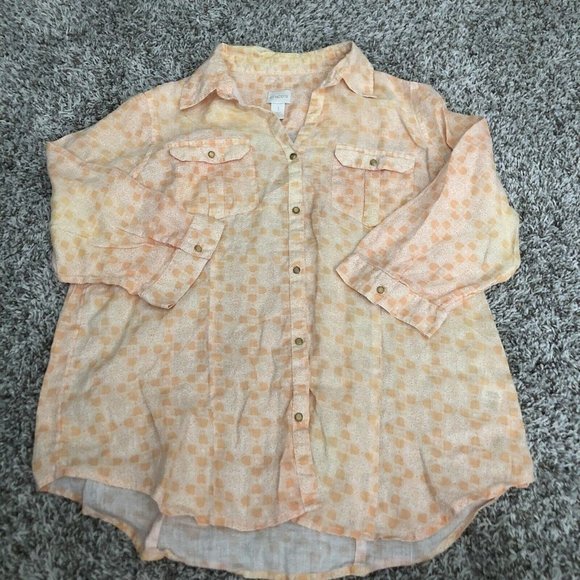 Chico's multi color blouse 100% linen size 1 - Picture 1 of 9